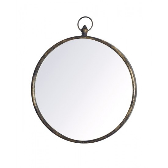 Στρογγυλός μεταλλικός καθρέπτησ αντικέ χρυσό 53,5cm | ZAROS