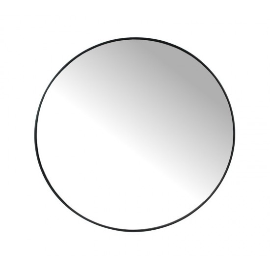 Στρογγυλός καθρέπτης με μαύρη μεταλλική κορνίζα, δ.80cm | ZAROS